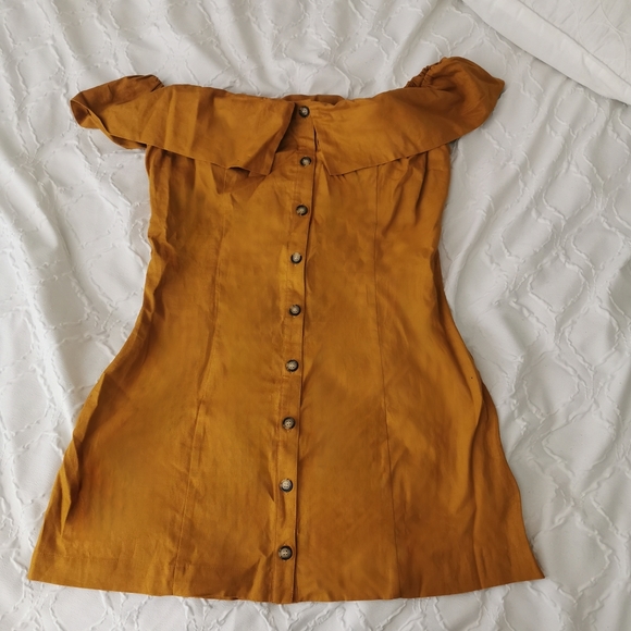 EXPRESS Goldenrod Linen Dress - Picture 4 of 5